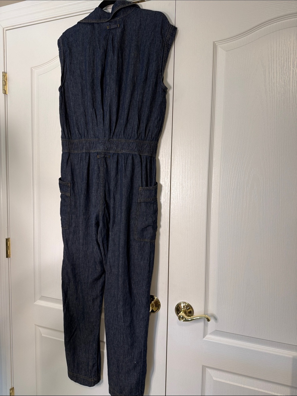 Rowan NWT Sleeveless Dark Blue Denim Jumpsuit with Tie Waist - Picture 4 of 4